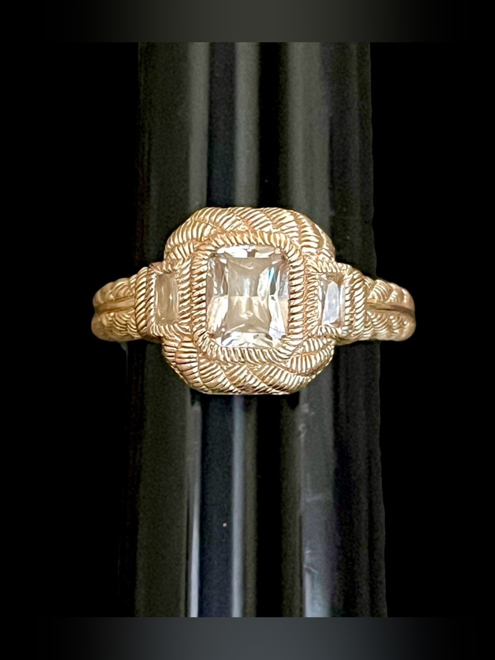 Judith Ripka 925 Gold Vermeil CZ Emerald Cut Statement Ring Size 10 11g
